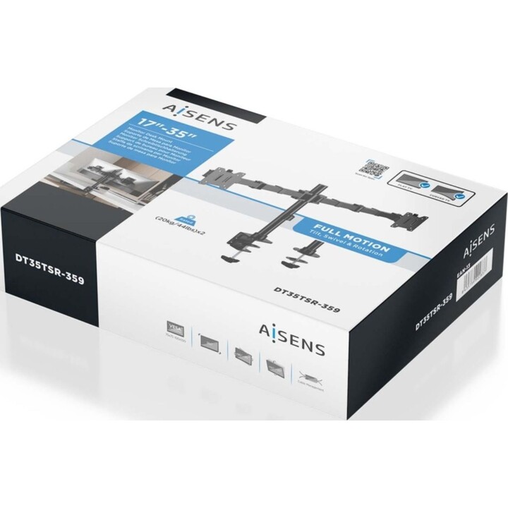 Aisens DT35TSR-359 Supporto da scrivania per doppio monitor/ girevole/ inclinabile/ fino a 20 kg