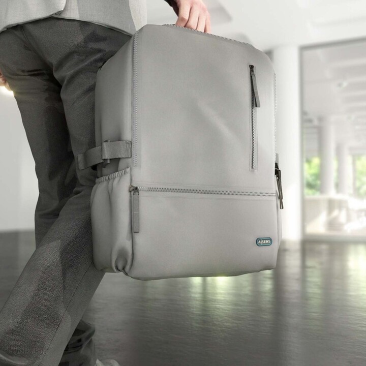 Aisens ASBG-BP087-GR Rucksack für Laptops bis 15,6 Zoll/Wasserdicht/Grau