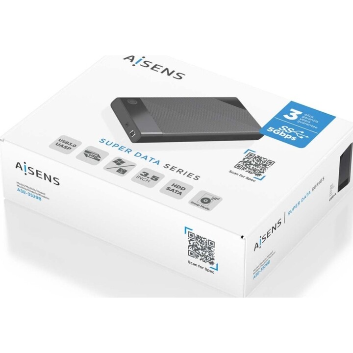 Aisens ASE-3529B 2.5´ External Hard Drive Enclosure/ USB 3.1/ Screwless