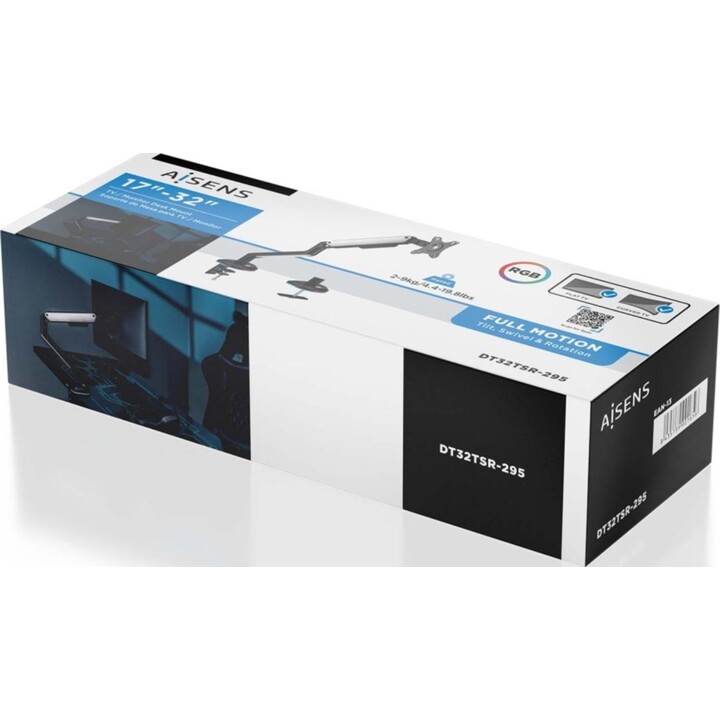 Aisens DT32TSR-295, Soporte de mesa RGB gaming contrapeso giratorio e inclinable para monitor/TV 9Kg