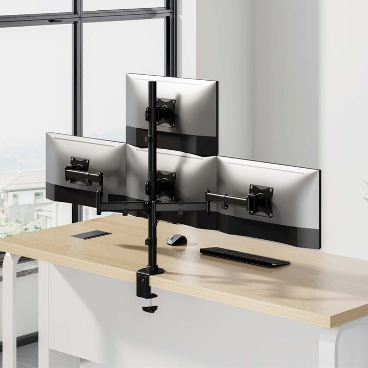 Aisens DT27TSR-379 4-Monitor and TV Table Stand/ Swivel/ Tilt/ Up to 8kg