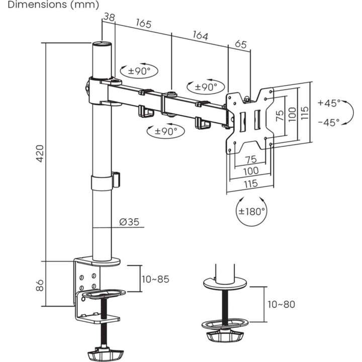 Aisens DT32TSR-277 Monitor Stand/ up to 10kg