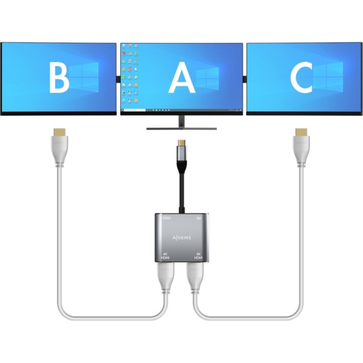 AISENS A109-0625 adattatore grafico USB 3860 x 2160 Pixel Grigio