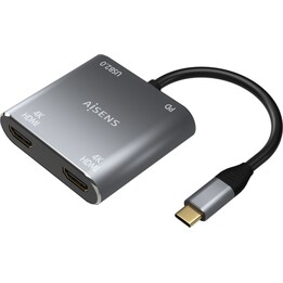 Aisens A109-0625, Conversor USB-C a 2xHDMI 4K SST MST/USB2.0/USB-C PD, 60w