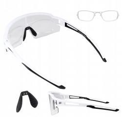 Gafas de ciclismo fotocromáticas con protección UV y inserto corrector Rockbros blancas