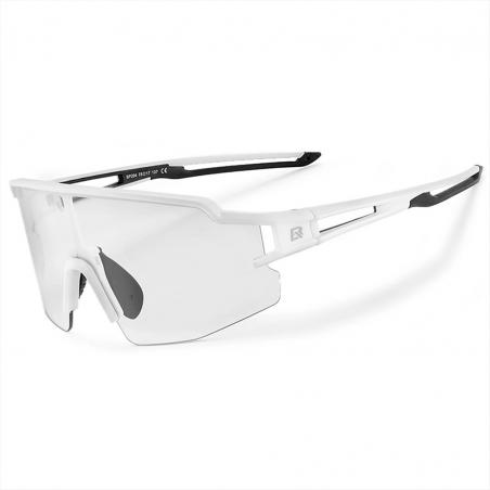 Gafas de ciclismo fotocromáticas con protección UV y inserto corrector Rockbros blancas