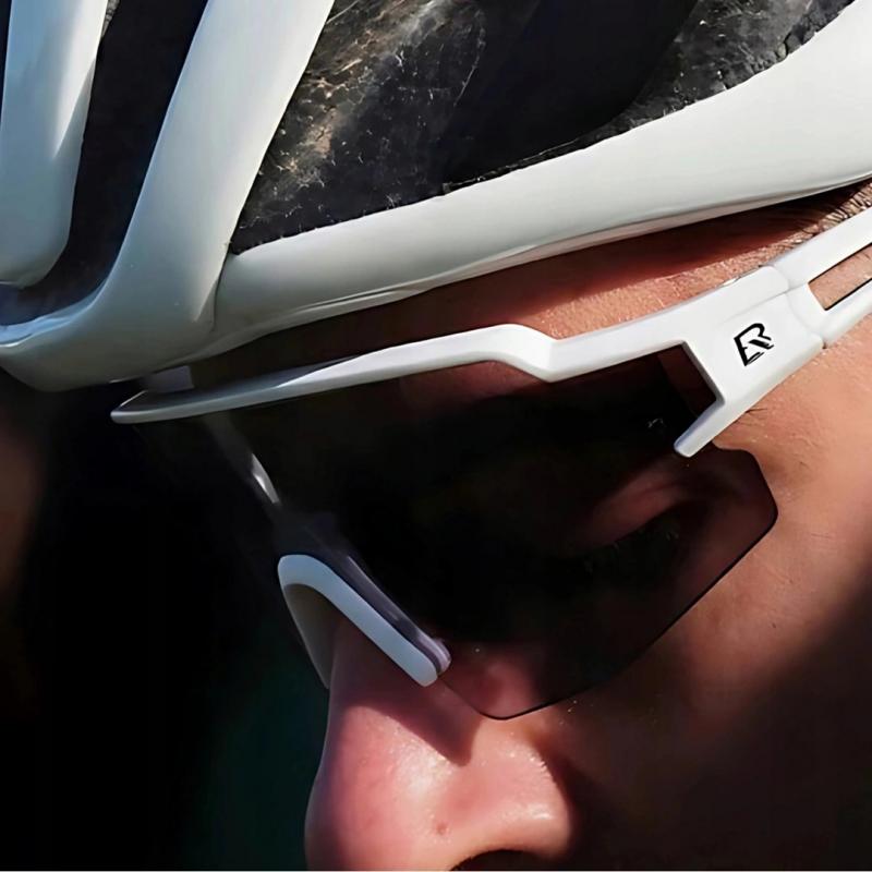 Gafas de ciclismo fotocromáticas con protección UV y inserto corrector Rockbros blancas