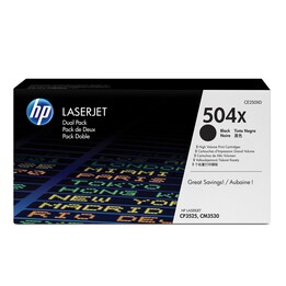 Pack of 2 original HP CE250XD black toner cartridges, 504x, 21,000 pages