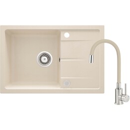 deante LEDA Granite sink with tap, bendable spout beige