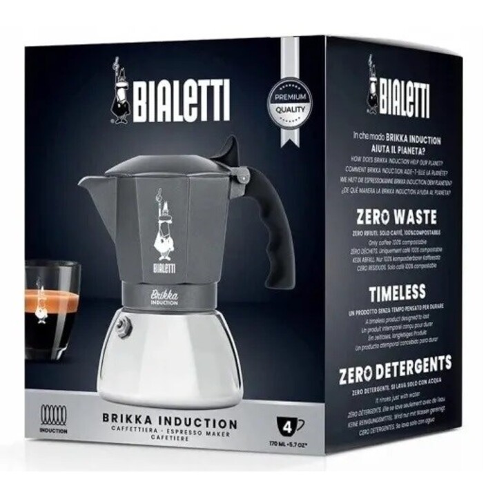 BIALETTI BRIKKA INDUCTION 4TZ 180 ml Anthracite, Silver Coffee Maker