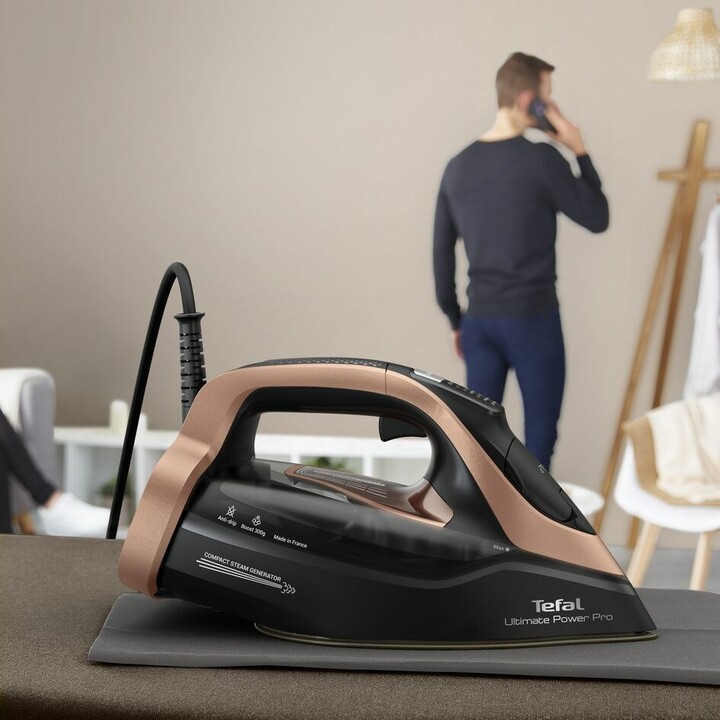 Tefal Ultimate Power Pro FV9E50 Plancha vapor-seco Durilium AirGlide Autoclean soleplate 3200 W Negro, Cobre