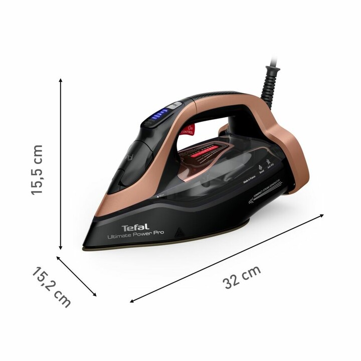 Tefal Ultimate Power Pro FV9E50 Plancha vapor-seco Durilium AirGlide Autoclean soleplate 3200 W Negro, Cobre