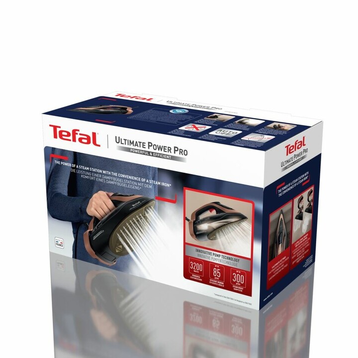 Tefal Ultimate Power Pro FV9E50 Plancha vapor-seco Durilium AirGlide Autoclean soleplate 3200 W Negro, Cobre