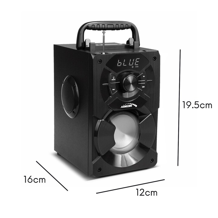 Audiocore AC730 Altavoz bluetooth portátil / radio / SD / MMC / entrada auxiliar / USB / iluminación / control remoto / antena t