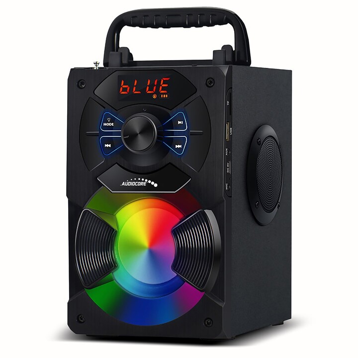 Audiocore AC730 Altavoz bluetooth portátil / radio / SD / MMC / entrada auxiliar / USB / iluminación / control remoto / antena t