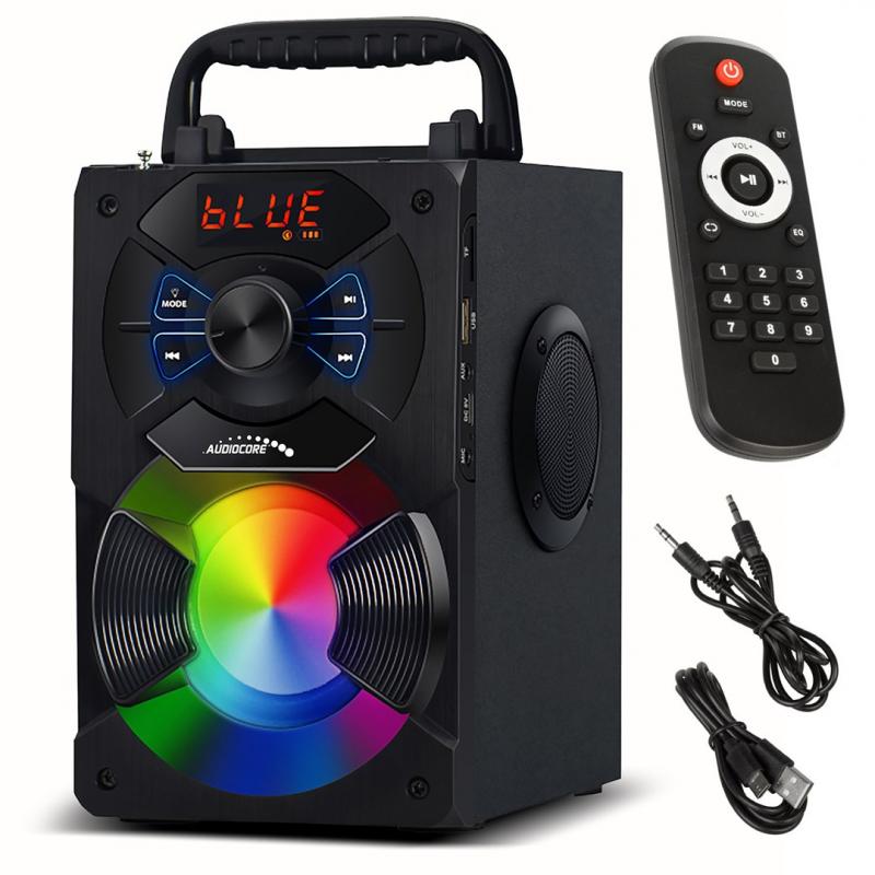 Audiocore AC730 Altavoz bluetooth portátil / radio / SD / MMC / entrada auxiliar / USB / iluminación / control remoto / antena t