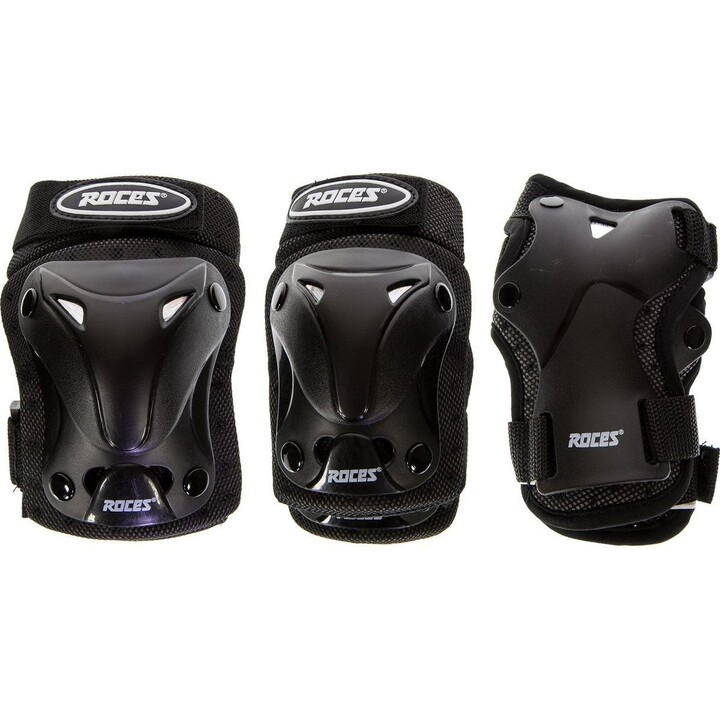 Protectores ventilados Roces Jr para patines en línea, negros, paquete de 3, 301352 01 M
