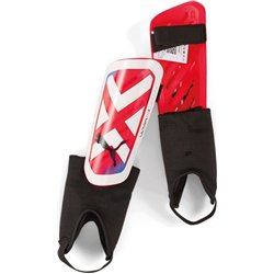 Protège-tibias de football Puma Ultra Light Strap Blanc-Rouge-Bleu 30872 05 XS