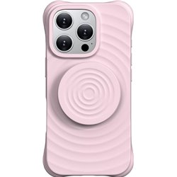 Funda  magnética de silicona ondulada con soporte MagSafe iPhone 16 Pro Max Rosa