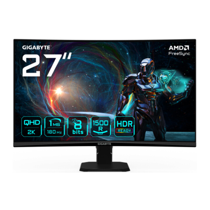 Gigabyte Gs27qca 27" Monitor Curvo Para Gaming Qhd - 2560 X 1440, 180hz, 1ms, 250 Cd/m, Freesync, Hdr Ready, Hdmi 2.0, Displaypo
