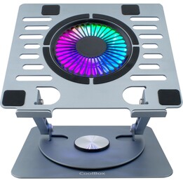 Einstellbare 17" Coolbox-Kühlbasis mit 1 RGB-LED-Lüfter und Aluminiumgehäuse