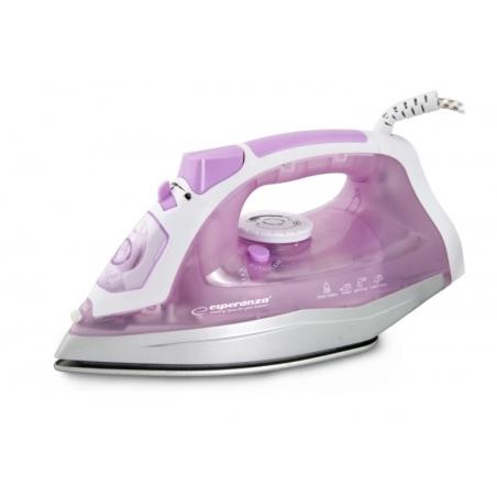 Esperanza EHI004 plancha Plancha vapor-seco Suela de cerámica 2400 W Púrpura, Blanco