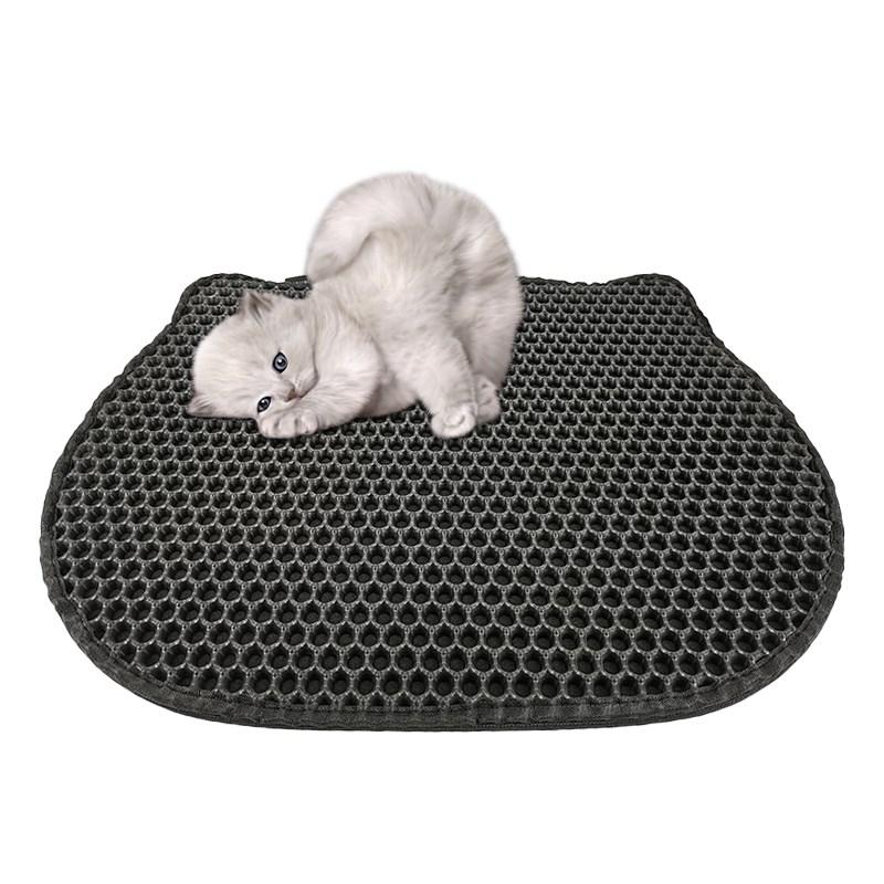 DIAMENTIQ Alfombrilla para bandeja sanitaria con forma de cabeza de gato - alfombrilla para bandeja sanitaria de gato - 40 x 50c