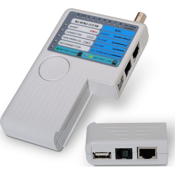 Testeur Aisens A142-0313 Pour Cable Coaxial Rj11 / Rj12 / Rj45 / Usb - Indicateurs Del De Connexion Et De Defaut