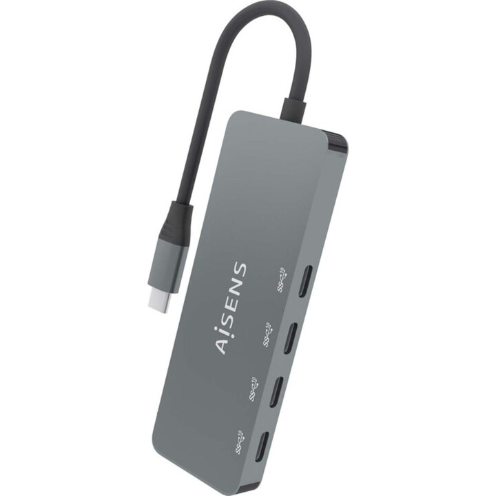 Aisens A109-0695 – Hub USB 3.2 Gen2 10G USB-C, USB-C/M-4xUSB-C/H, gris, 15cm
