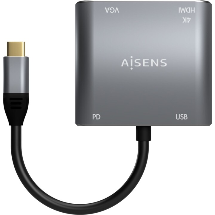 USB-Typ-C-Adapter Aisens A109-0626/ HDMI-Buchse - VGA-Buchse - USB-Typ-C-Stecker - USB-Buchse - USB-Typ-C-Buchse