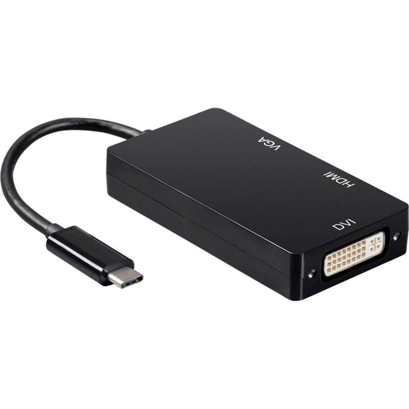 Aisens A109-0343 / Adaptateur USB Type-C Mâle - DVI Femelle / VGA Femelle / HDMI Femelle