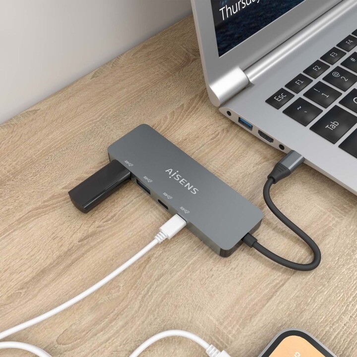 Aisens A109-0694 USB-Typ-C-Hub/2xUSB/2xUSB-Typ-C/Grau
