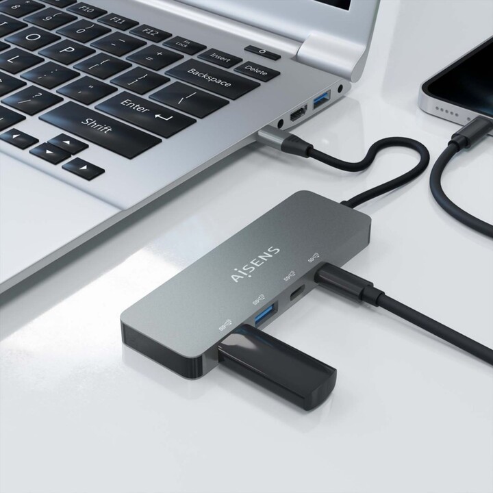 Aisens A109-0694 USB-Typ-C-Hub/2xUSB/2xUSB-Typ-C/Grau