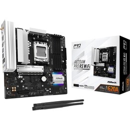 ASROCK A620 AM Pro RS WiFi, AM5, Micro ATX, 4 DDR5, HDMI, DP, Wi-Fi 6E, 2,5 g LAN, RGB, 3x M.2