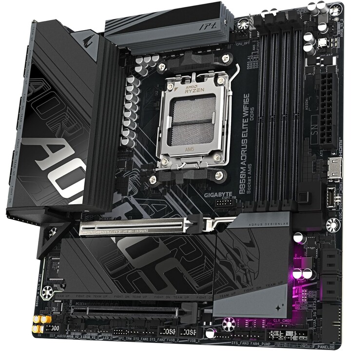 Placa base | GIGABYTE | AMD B850 | SAM5 | Micro-ATX | Memoria DDR5 | Ranuras de memoria 4 | B850MAELTWF6E