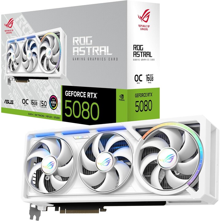 Grafikkarte|ASUS|NVIDIA GeForce RTX 5080|16 GB|GDDR7|256 Bit|Triple-Slot-Lüfterkühler|ROG-ASTRAL-RTX5080O16G-WH