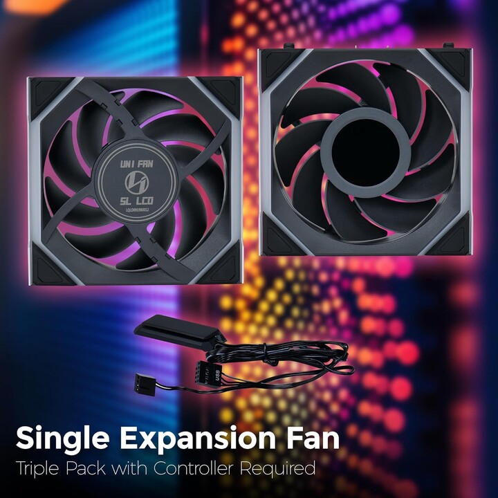 Lian Li Uni Fan SL120 Wireless LCD ARGB Reverse Blade 120mm Negro