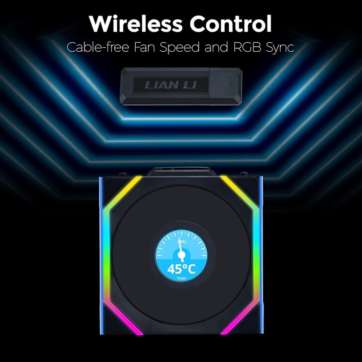 Lian Li Uni Fan SL120 Wireless LCD ARGB Reverse Blade 120mm Negro