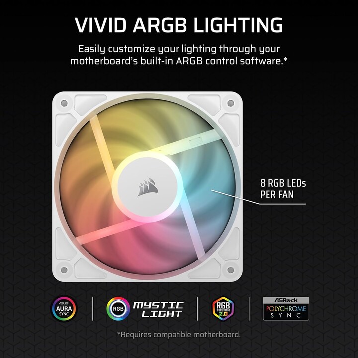 Corsair RS120-R ARGB Reverse 120mm Triple Pack Blanco