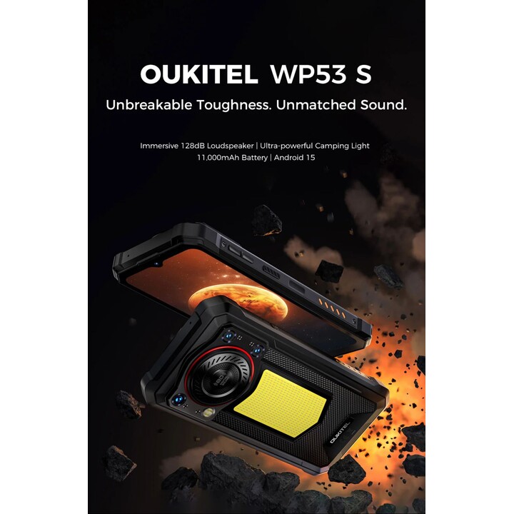 OUKITEL WP53S, 4+128GB, 4G Rugged Smartphone, Unisoc T615, 11000mAh Battery, Black