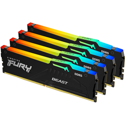 Kit 4 Memoria Ram Kingston FURY Beast Negro RGB XMP 64GB (4x16 GB) 6000MT/s DDR5 CL40 DIMM