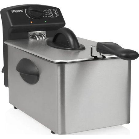 Freidora de aceite Princess 2000 W - Zona fría, Acero inoxidable cepillado, 4 litros