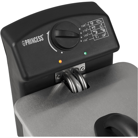 Freidora de aceite Princess 2000 W - Zona fría, Acero inoxidable cepillado, 4 litros