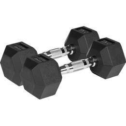 Rubberized cast iron dumbbells HEX 2x5 kg REBEL ACTIVE