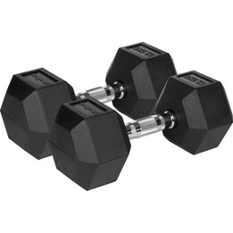 Mancuernas hexagonales de hierro fundido recubiertas de goma Rebel Active 2 x 12,5 kg