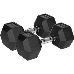 Mancuernas hexagonales de hierro fundido recubiertas de goma Rebel Active 2 x 12,5 kg