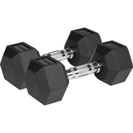 Rubberized cast iron dumbbells HEX 2x9 kg REBEL ACTIVE