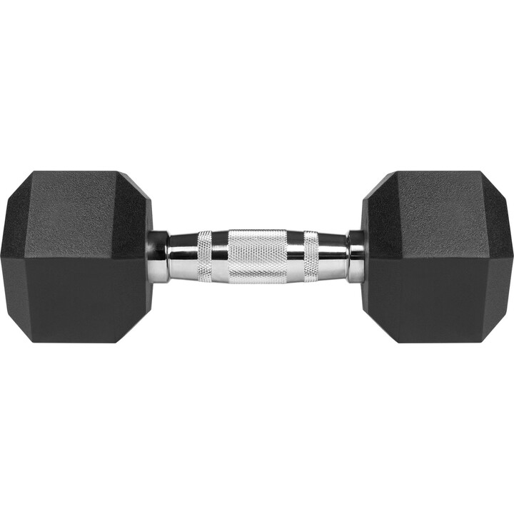 Rebel Active Sechseckige Gusseisenhanteln mit Gummibeschichtung, 2x7 kg, Schwarz