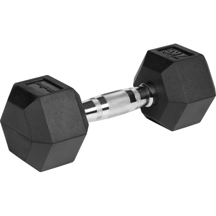 Rebel Active Mancuernas hexagonales de hierro fundido con revestimiento de goma, 2x7 kg, Negro