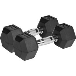 Mancuernas hexagonales de hierro fundido recubiertas de goma Rebel Active 2x6 kg